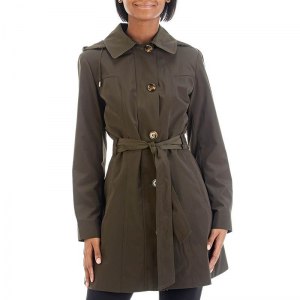 [1] Water-Proof-Button-Front-Tie-Waist-Hooded-Trench